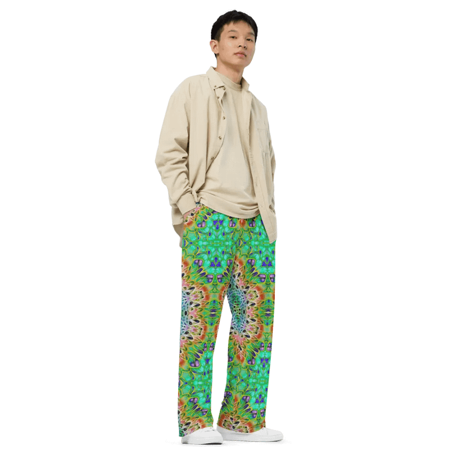 Green Orange Kaleidoscope Wideleg Pants product image (3)