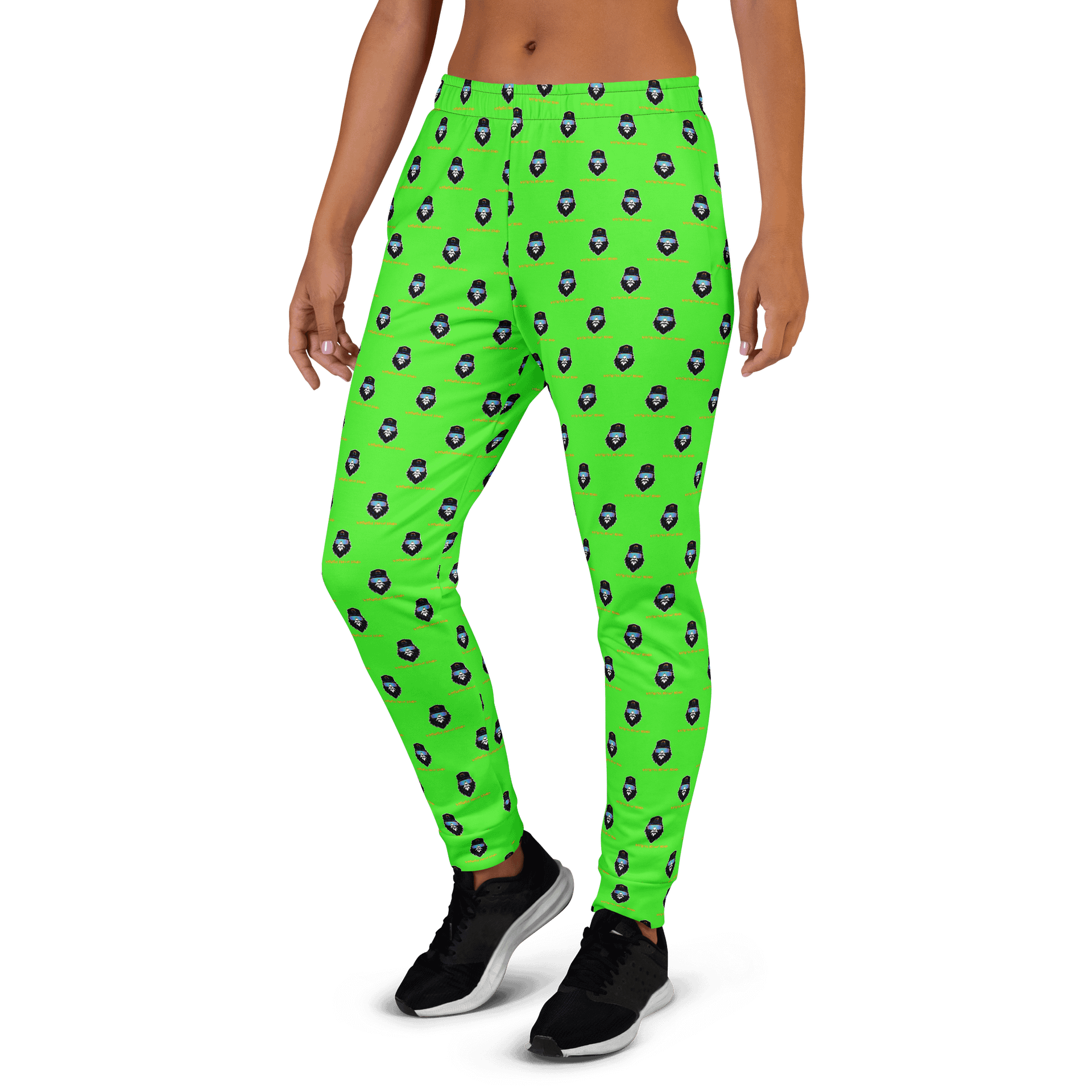 Synthsquatch Fitness Bigfoot Monogram Logo All-Over Print Women's Joggers (Neon Green) product image (3)