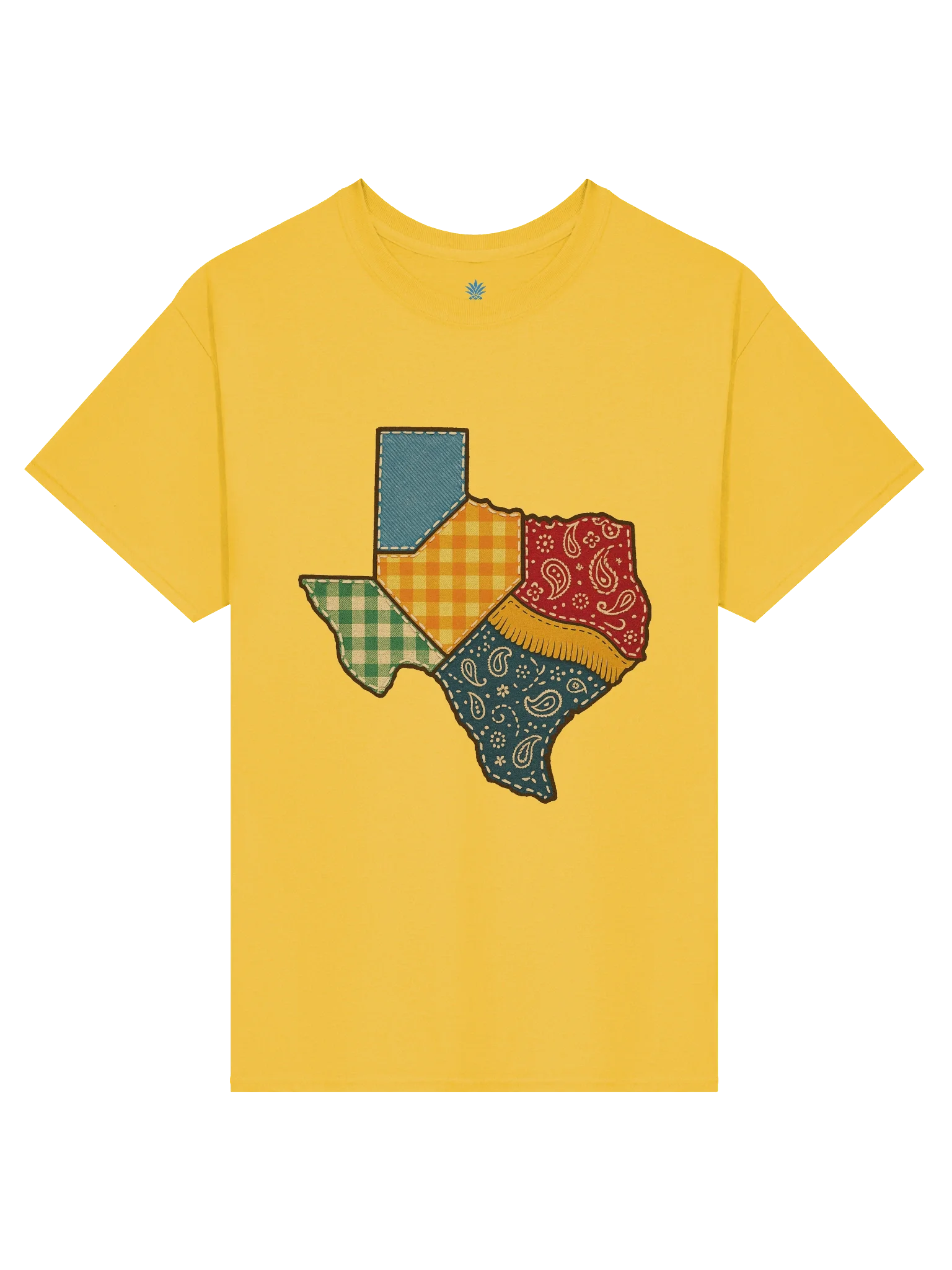 Cowboy Patchwork Quilt Texas State Shaped Boxy Fit Unisex T-Shirt product image (73)