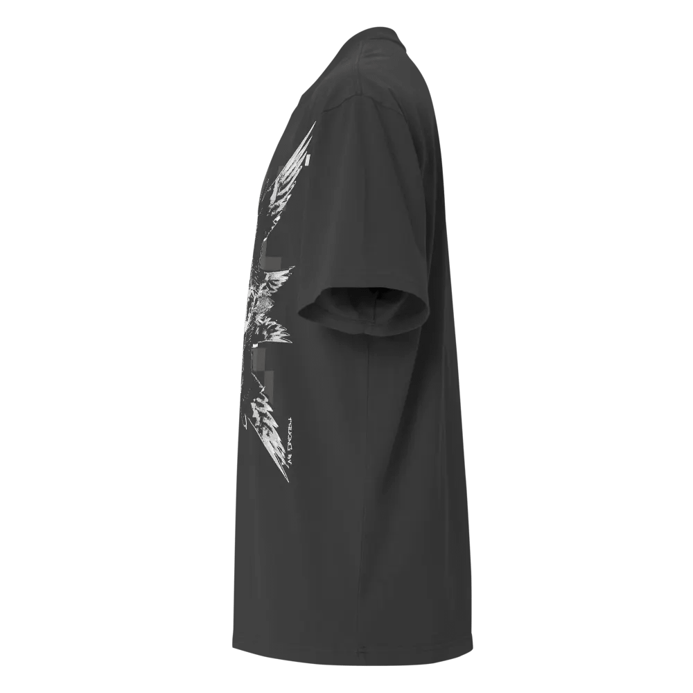 Glitched Seraphim Angel White Oversized Faded T-Shirt product image (5)
