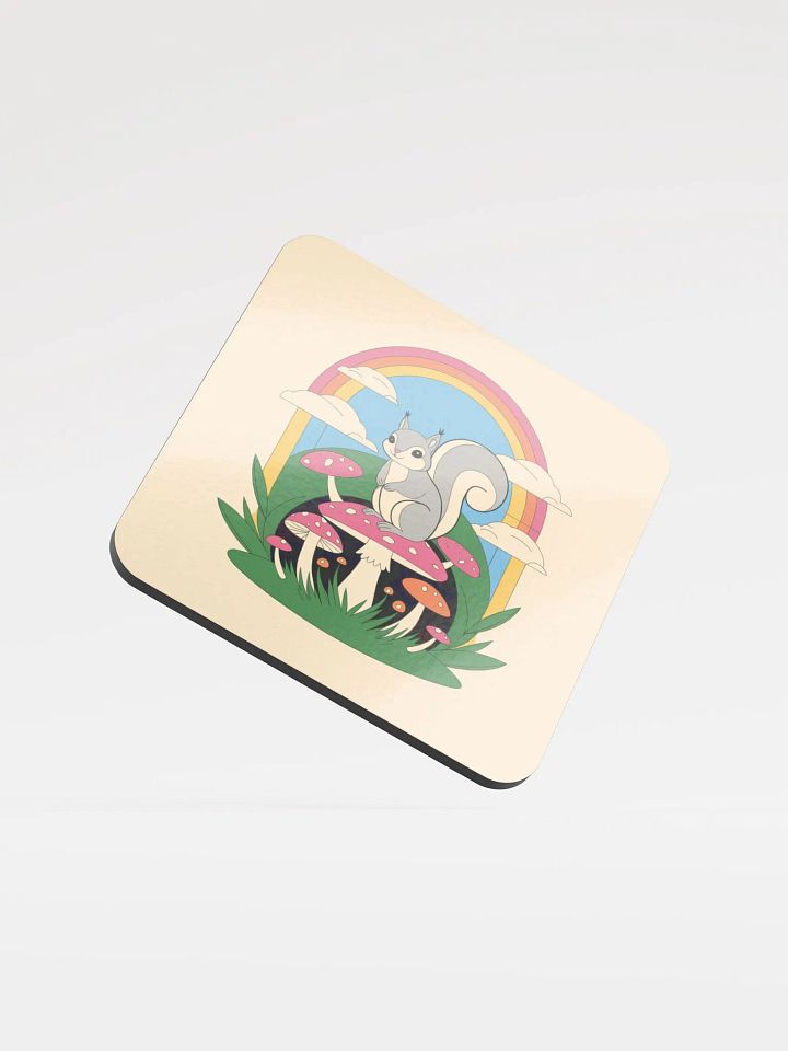 Durable HQ Coaster: 70s Pooky on a Mushroom. Pink product image (1)