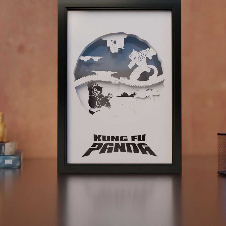Kung Fu Panda Po Lightbox template (Yin Yang) - PDF PNG SVG DXF + Video product image (4)