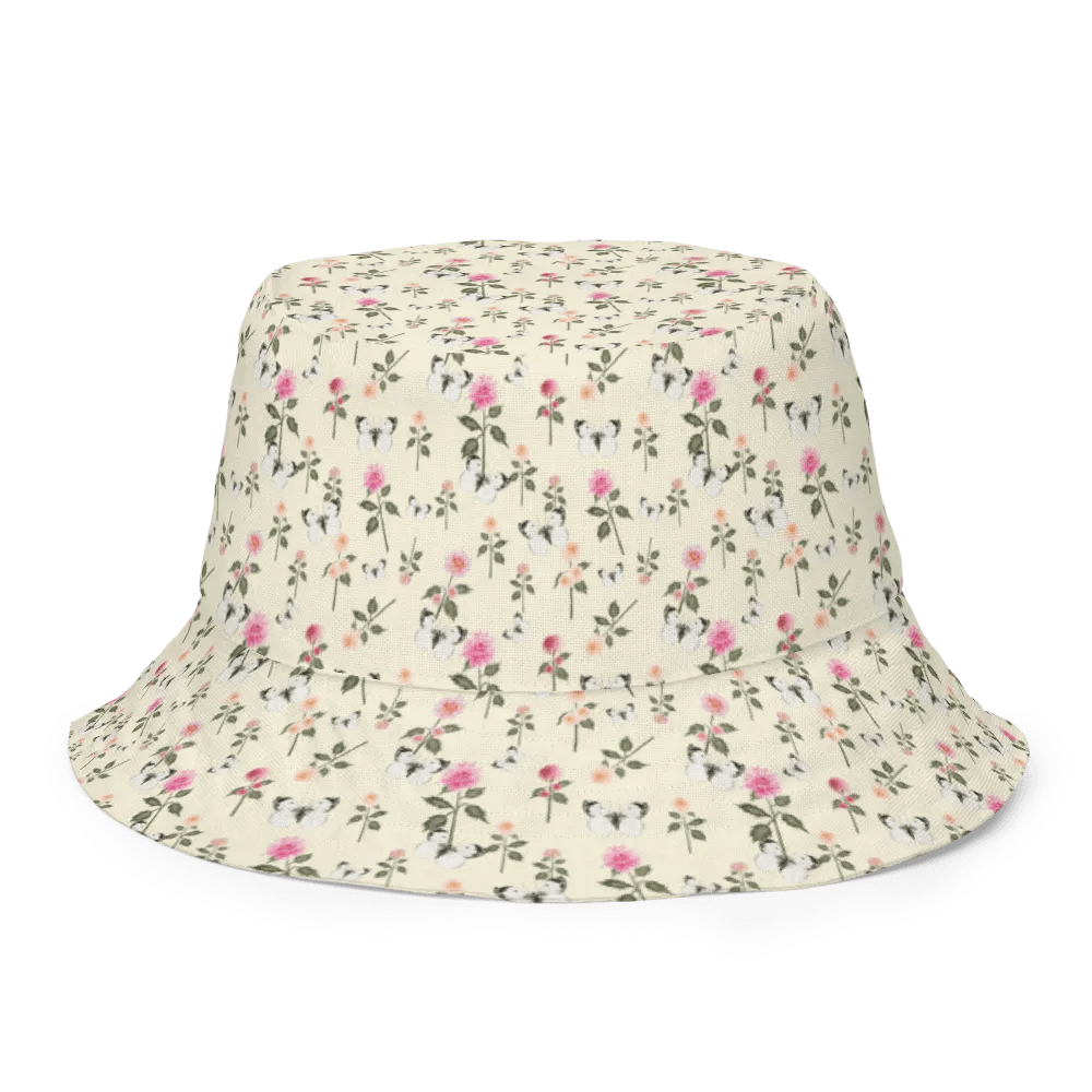 BEES & BLOOMS & BUTTERFLIES GARDEN Reversible Bucket Hat - Designer Gartenhut für Bienenfreunde product image (1)