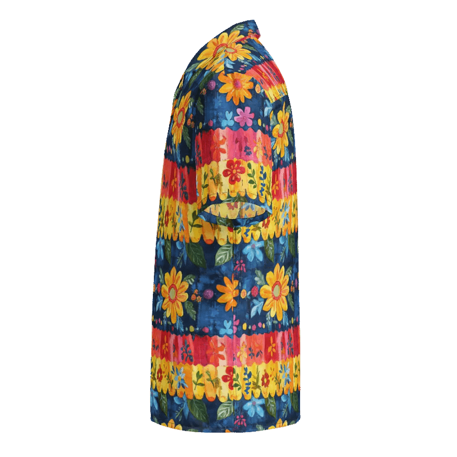 Mexican Folk Art Floral Pattern-Seamless Textured Stripe Hawaiian Shirt product image (3)
