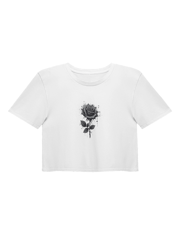Floral Rose Cropped Tee – Minimalist Black Rose Art Design product image (2)