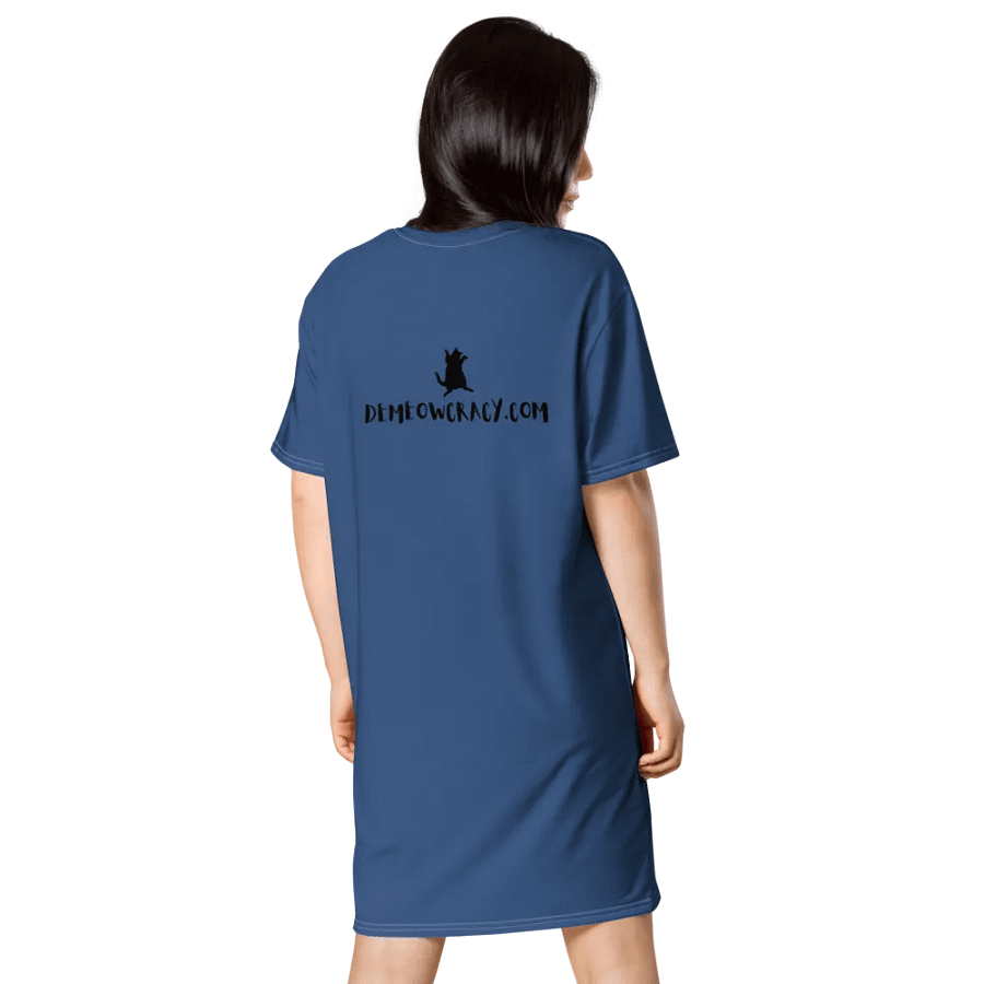 Dancing Demeowcracy Feline Blue T-Shirt Dress product image (4)