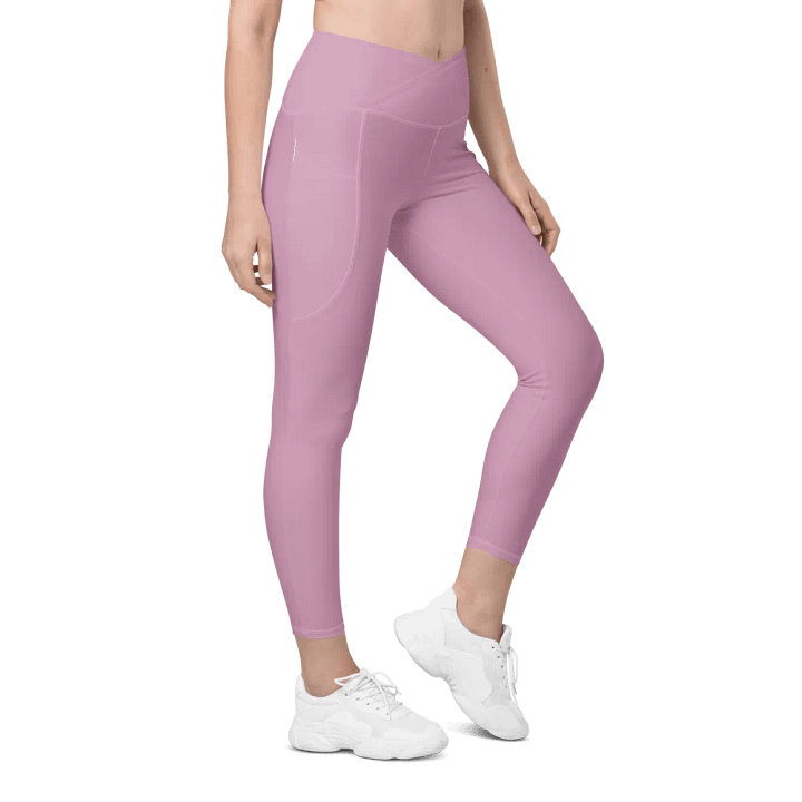 Plain Lilac Purple Soft Summer Women's High Waisted Premium Crossover Leggings with Pockets by Treasure Pie product image (1)