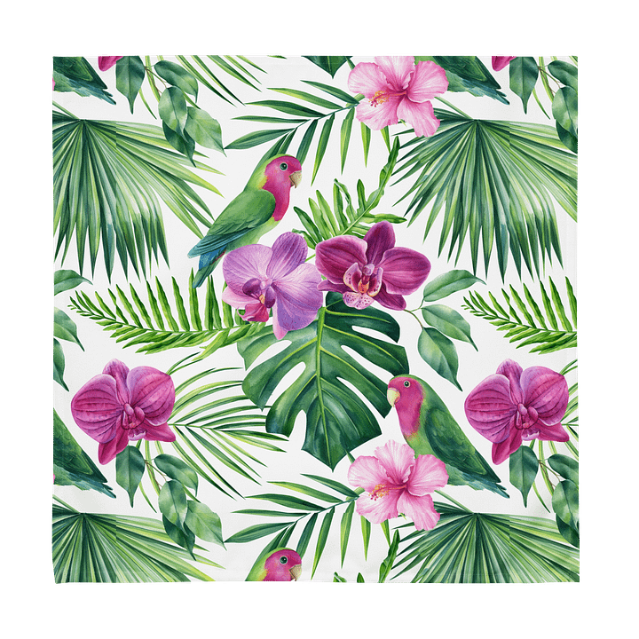 Tropical Parrot & Orchid Cloth Napkins (Set of 4) – 20"x20", Soft Broadcloth, Vibrant Botanical Print product image (1)