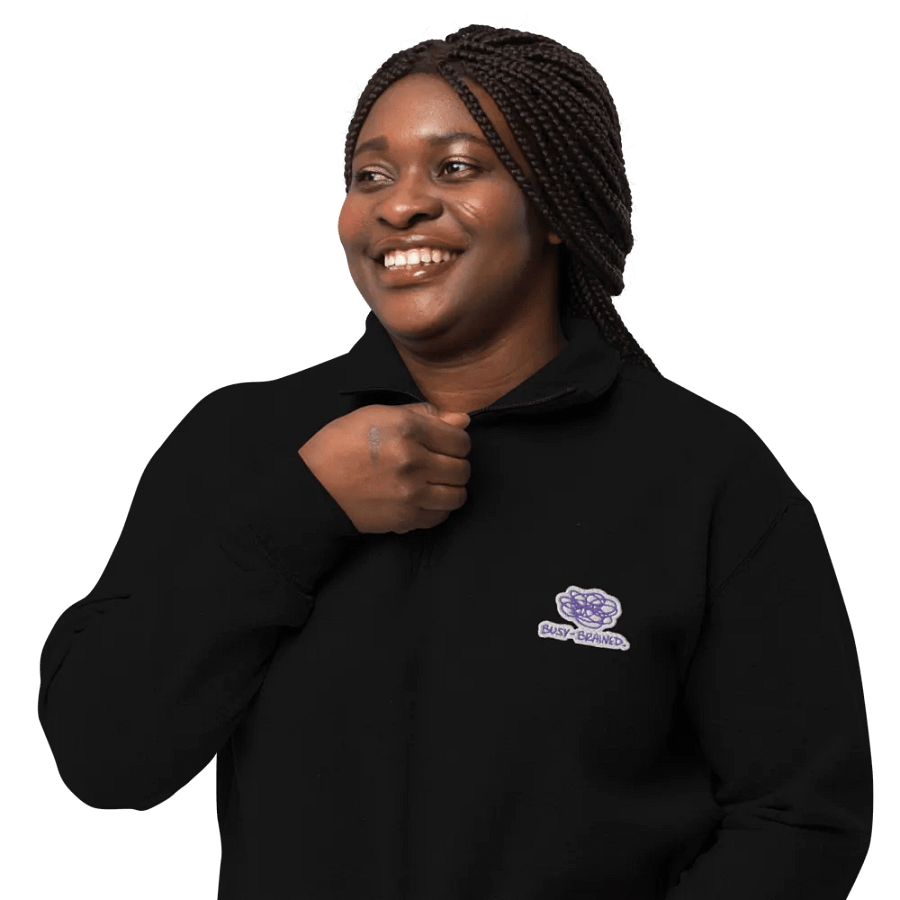 BUSY-BRAINED (purple bubble design) embroidered quarter zip product image (3)