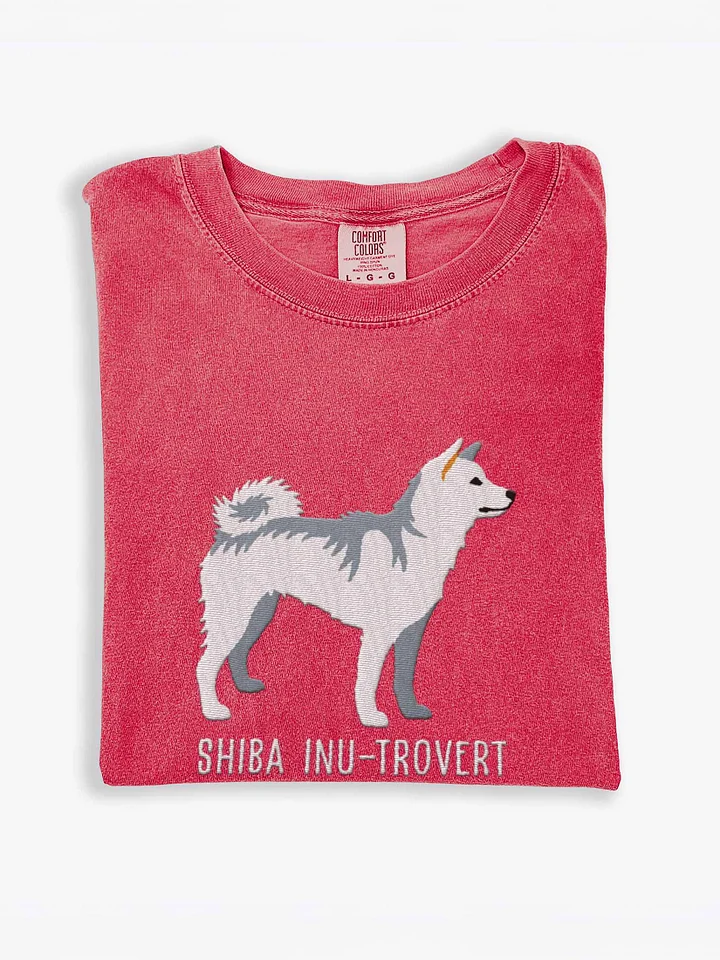 Shiba Inu-trovert T-Shirt(Embroidered) of a Shiba Inu(White) product image (1)