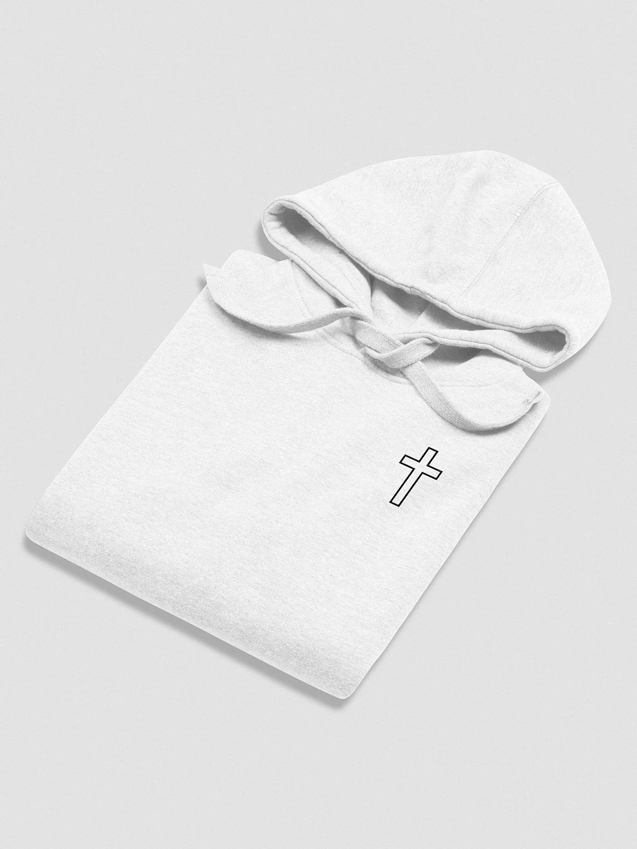 Simple Cross Embroidered White Hoodie product image (6)