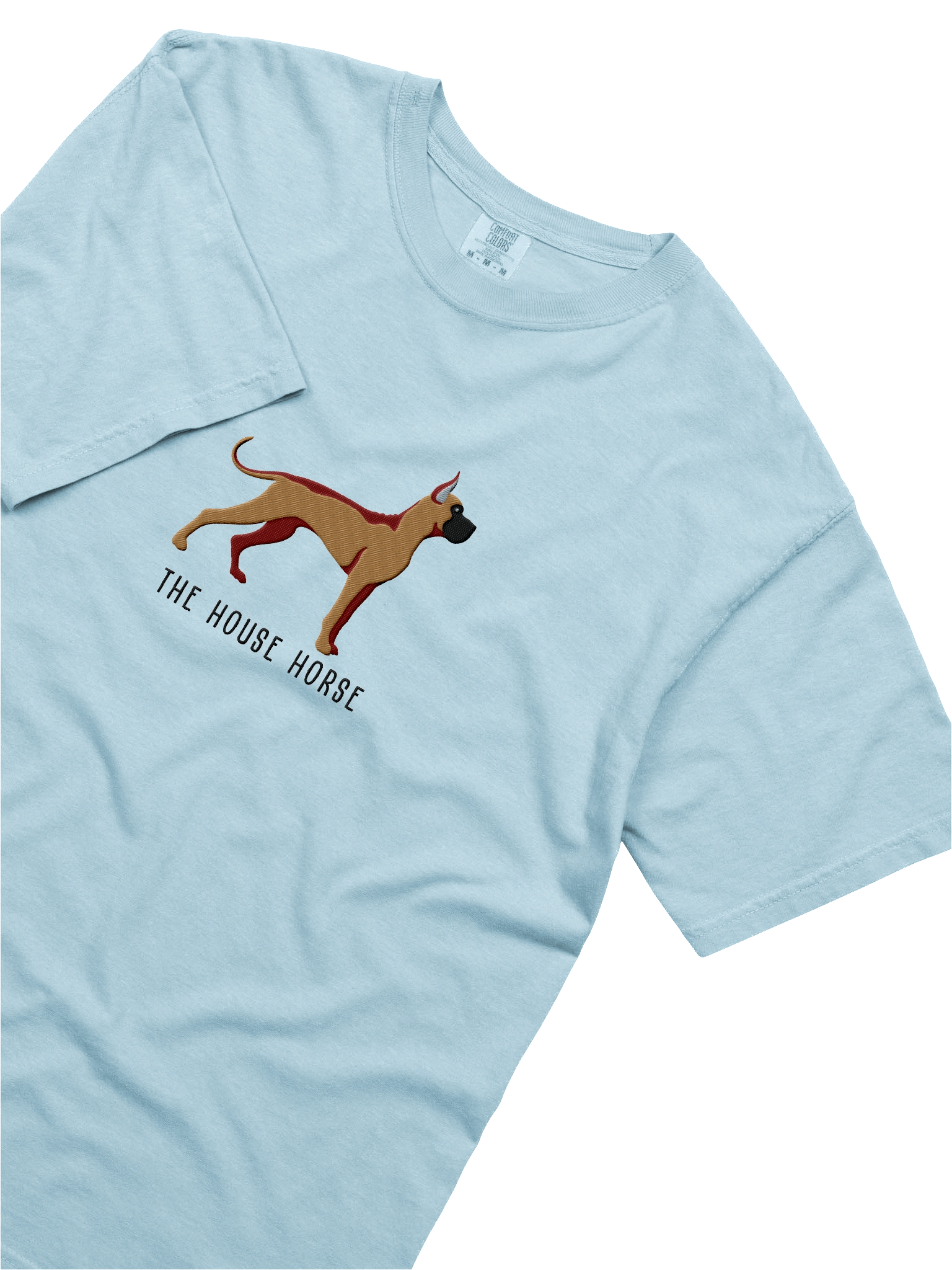The House Horse T-Shirt(Embroidered) of a Great Dane(Tan, Black Mask & Cropped Ears) product image (55)