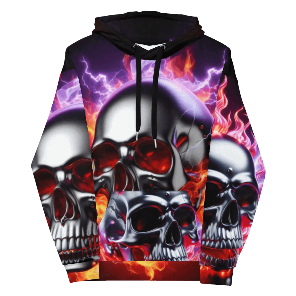 Silver Inferno Fury - Unisex Skull Hoodie #17 product image (12)