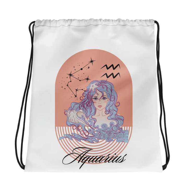 Reach for the Stars: Adorable Horoscope Drawstring Bag - Aquarius product image (2)