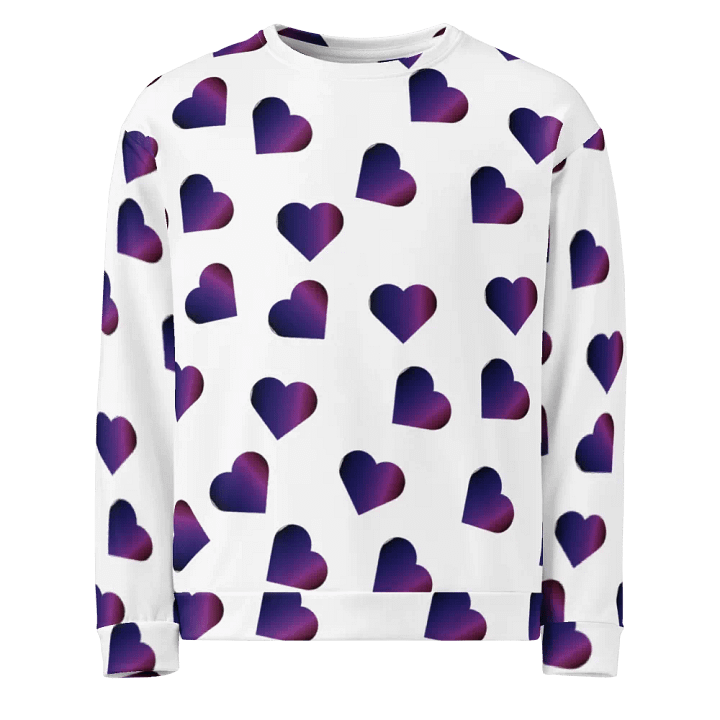 Abstract Love Pattern Purple Hearts on a White Background Unisex Sweatshirt product image (2)