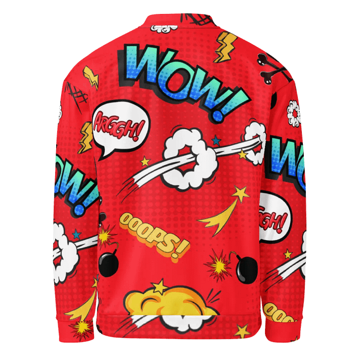 Red Comic Speech Bomer Jacket product image (2)