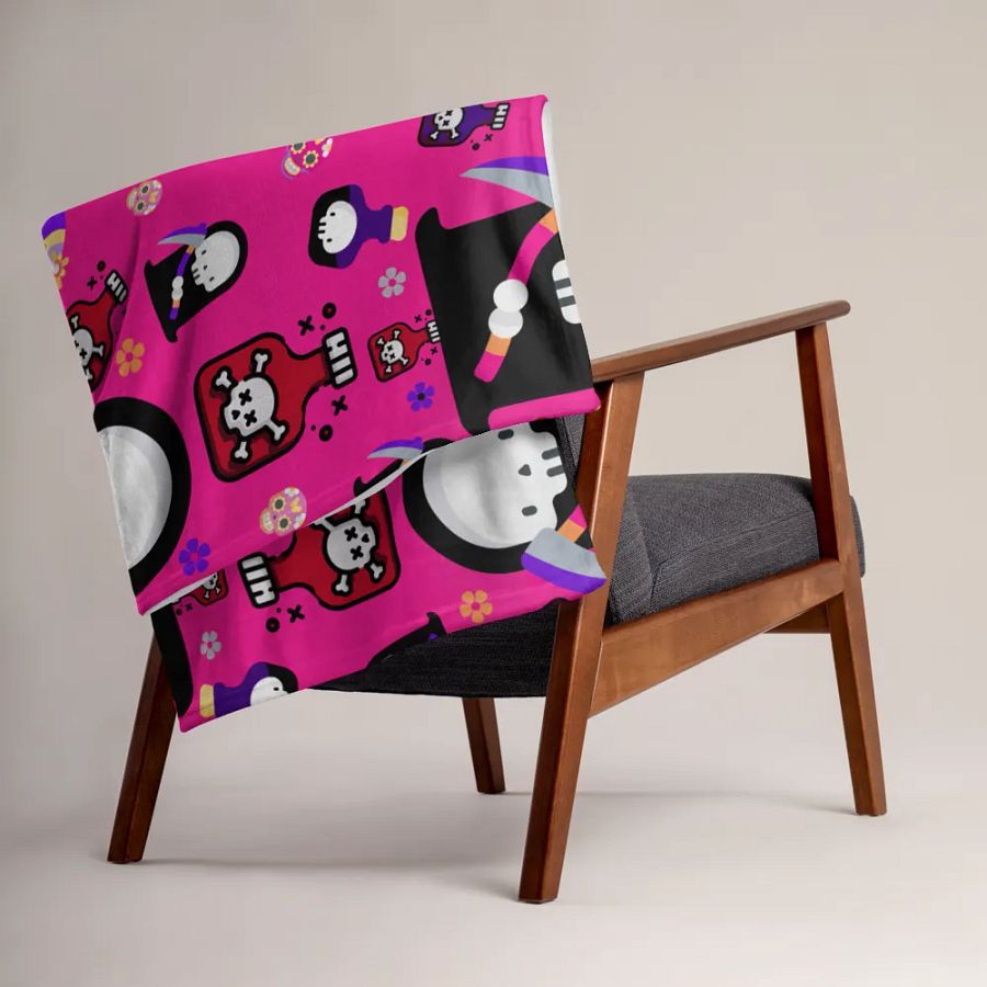 Pink Grim Reaper Throw Blanket product image (7)