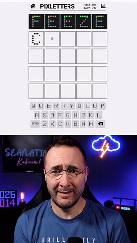 Another stunnimg performance by the Pixletters GOAT! 

#pixlettersgame 
#wordleclone 
#gamersean 
#wordlegames
#pixletters 
H...
