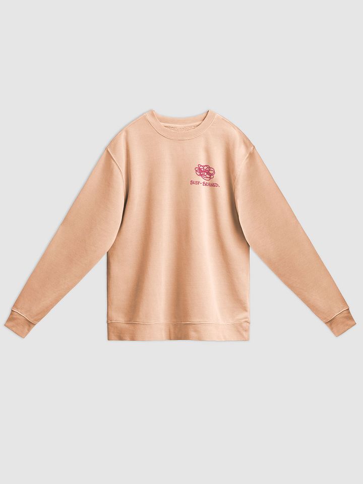 BUSY-BRAINED (sm. fuchsia design) printed pigment crewneck product image (9)