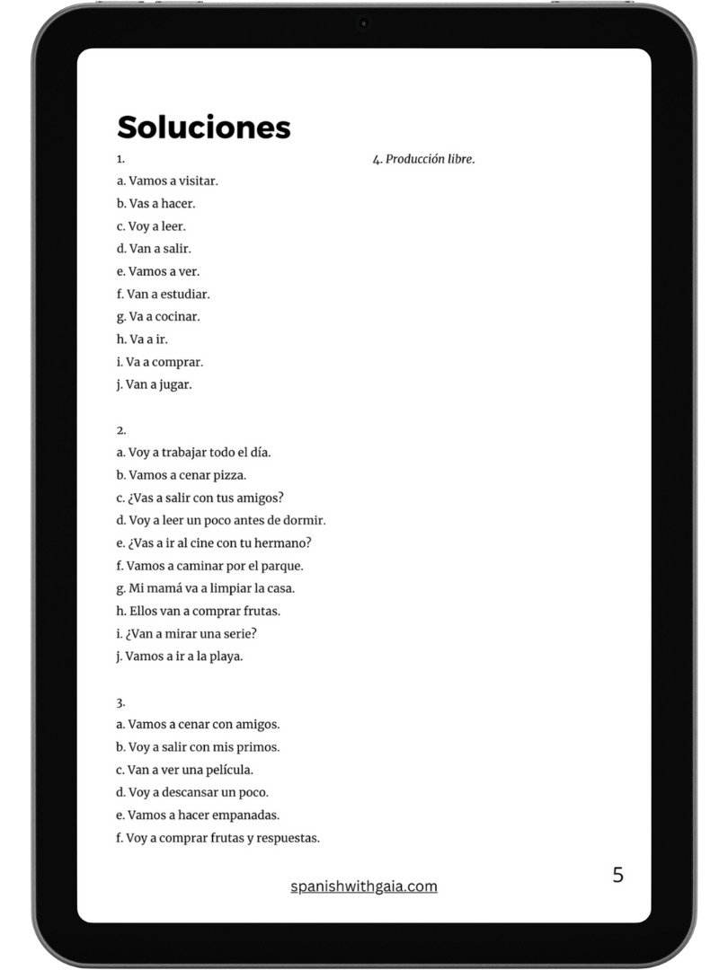 PDF IR + A + INFINITIVO (exercises with solutions) product image (2)