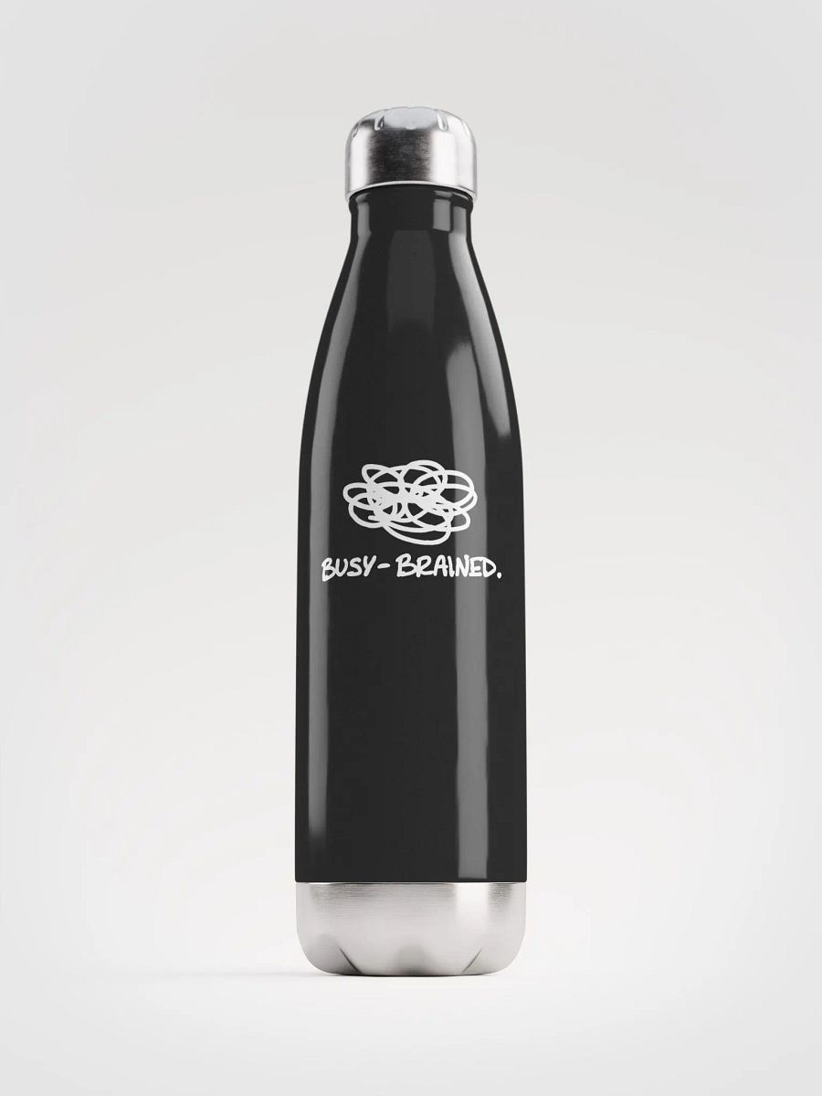 BUSY-BRAINED (white design) stainless steel water bottle product image (2)