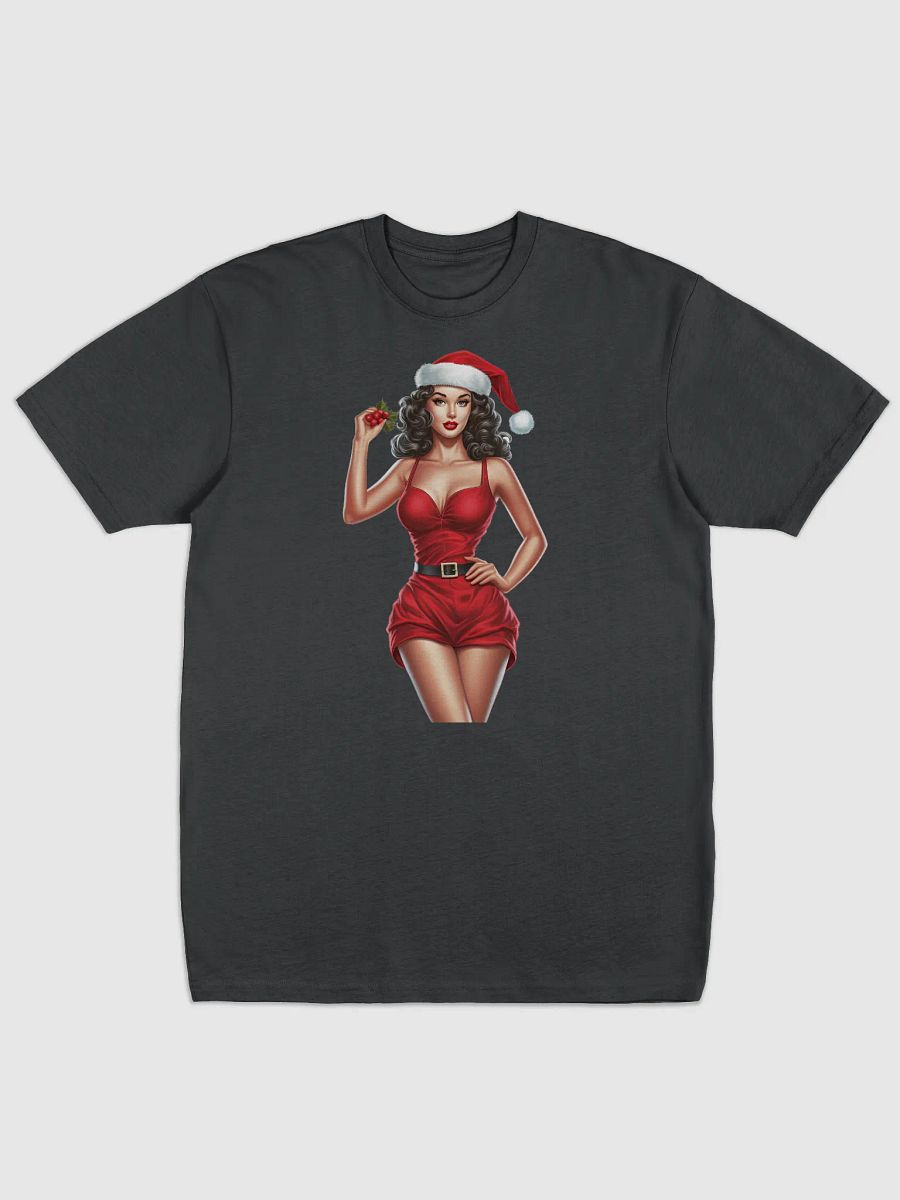 This striking illustration features a confident woman in a stylish red dress, complemented by a classic Santa hat. With her glamorous hairstyle and bold pose, she exudes charm and festive allure. The product image (1)