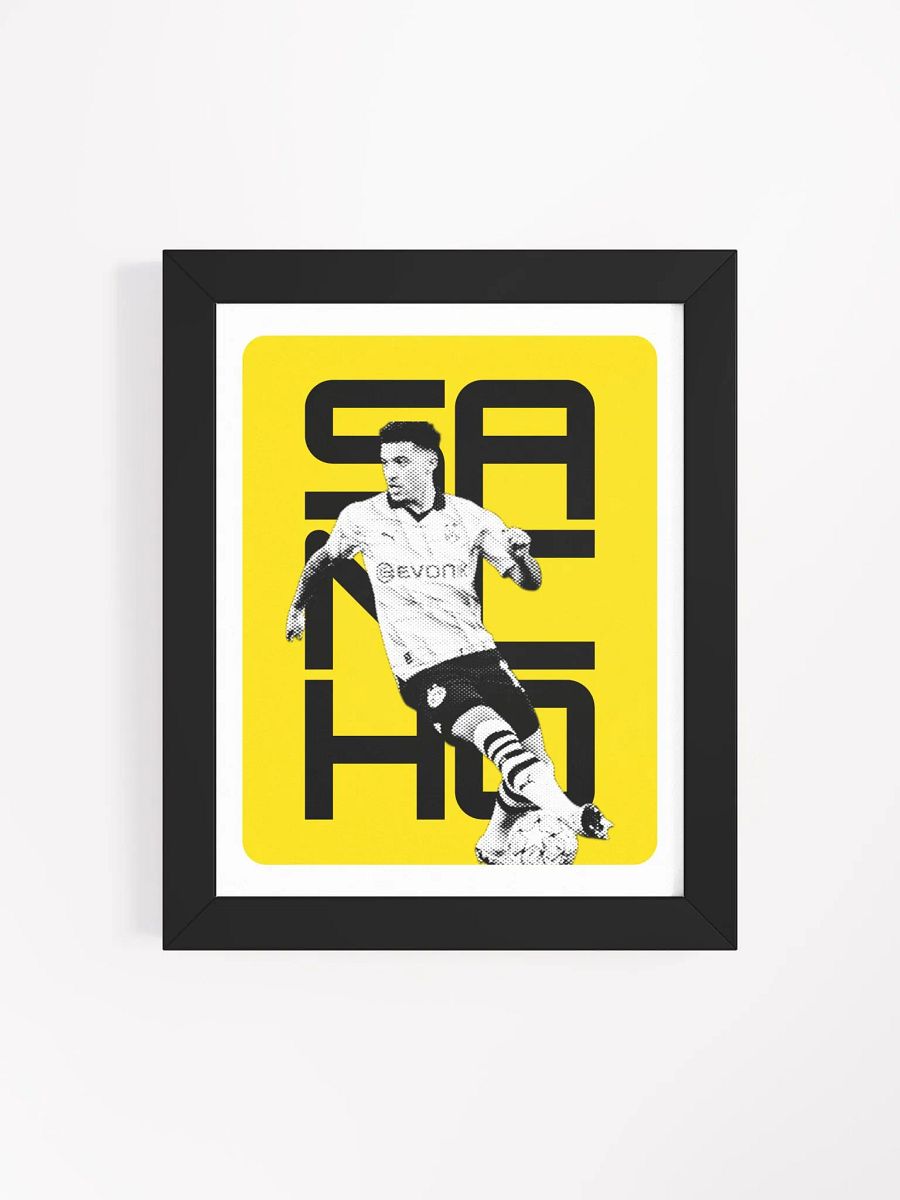 Jadon Sancho BW Borussia Dortmund Name Art Framed Print product image (4)