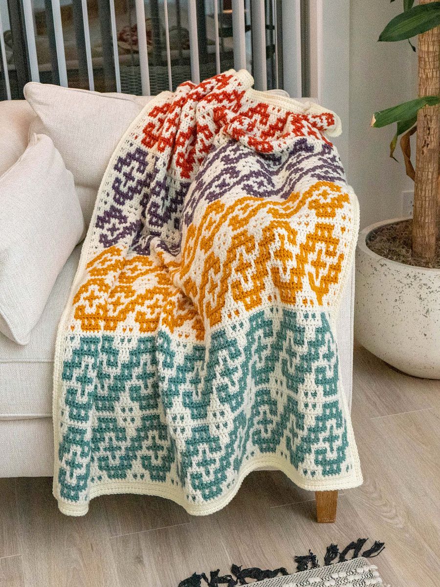 Wave Mosaic Crochet Blanket Video Pattern Tutorial + Tips and Tricks product image (4)