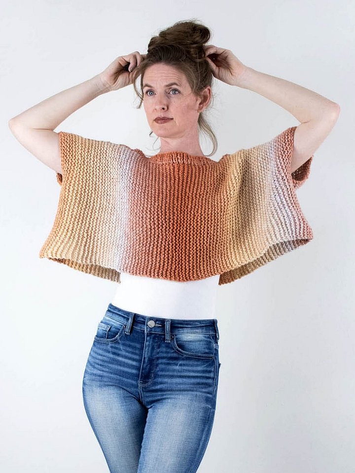 Easy Poncho Knitting Pattern - Hazy Sunrise product image (1)