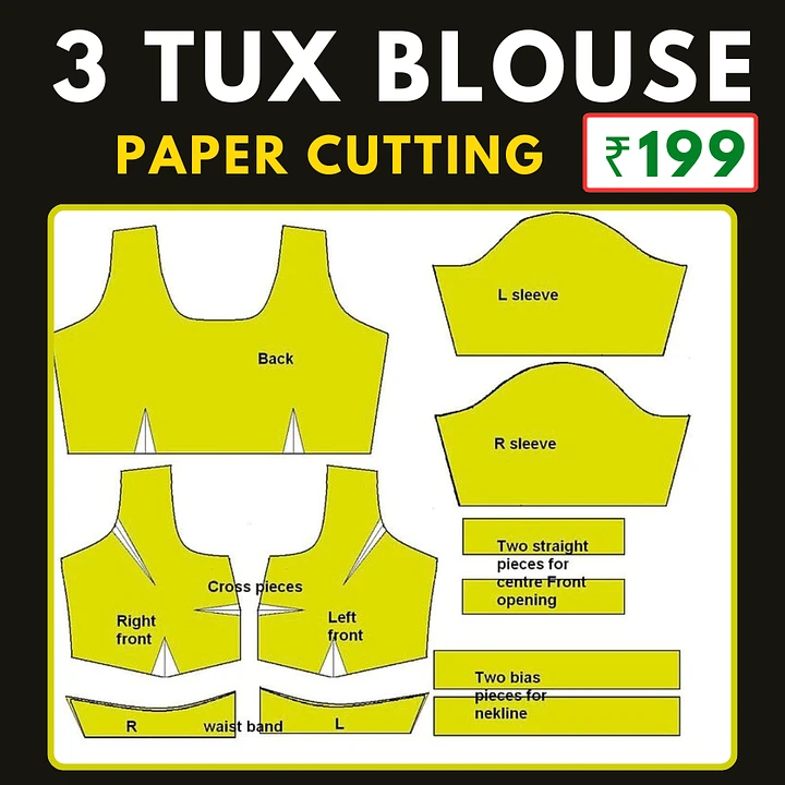 3 tux Blouse paper Cutting pattern (farma) 32 to 44 SIZE product image (1)