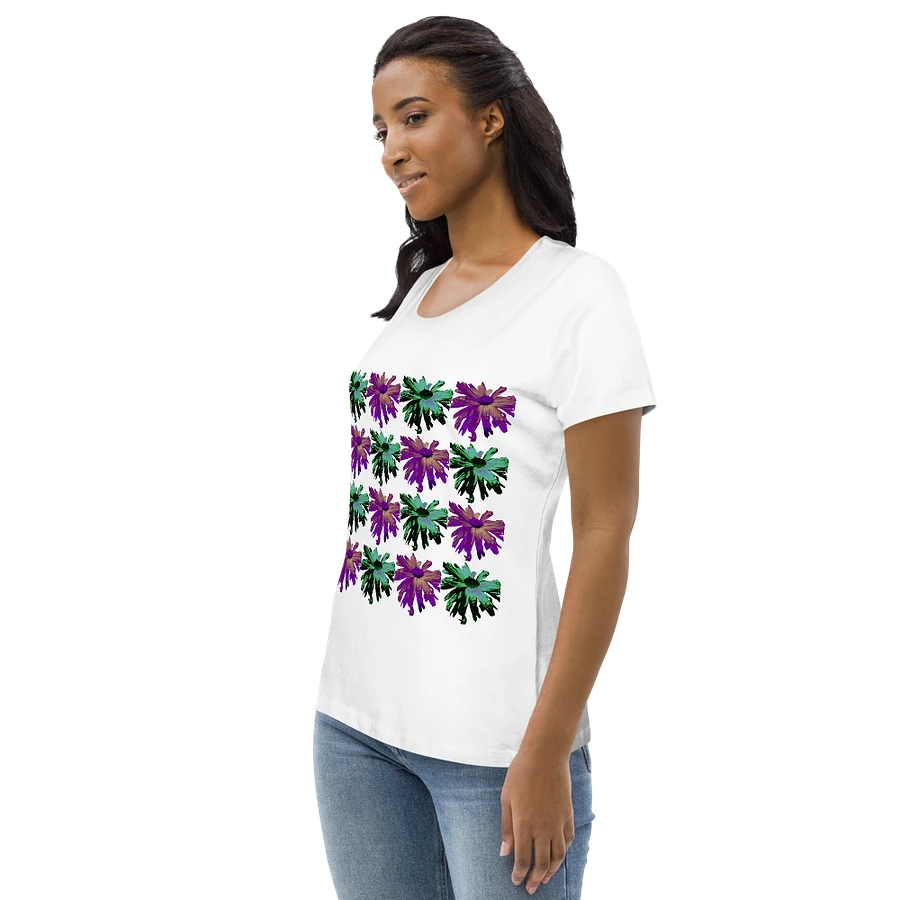 Abstract Green and Hibiscus Daises Ladies T Shirt product image (6)