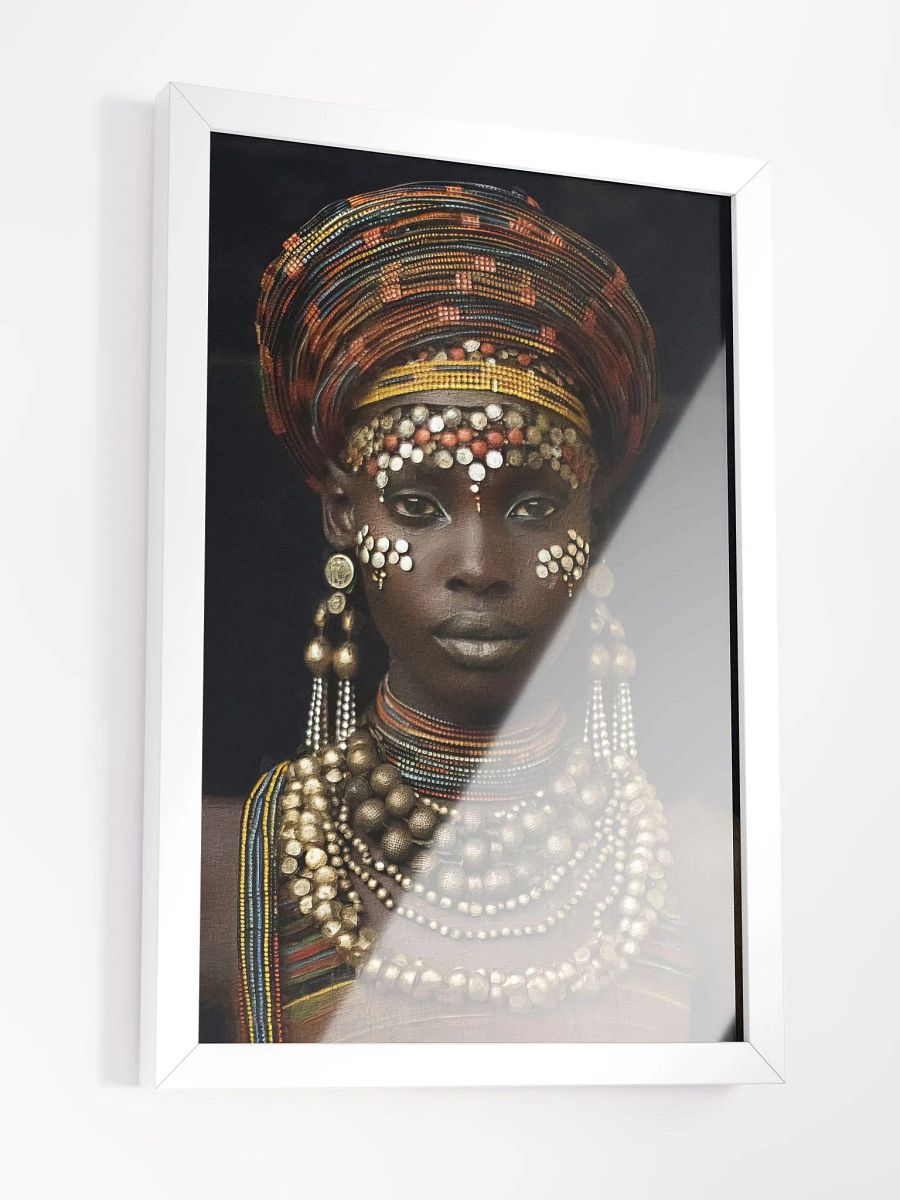 African Woman in Traditional Head Dress, Multi-Colored Jewelry Poster Print, Framed product image (12)