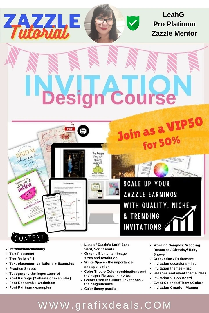 Zazzle Invitation Design Course product image (1)