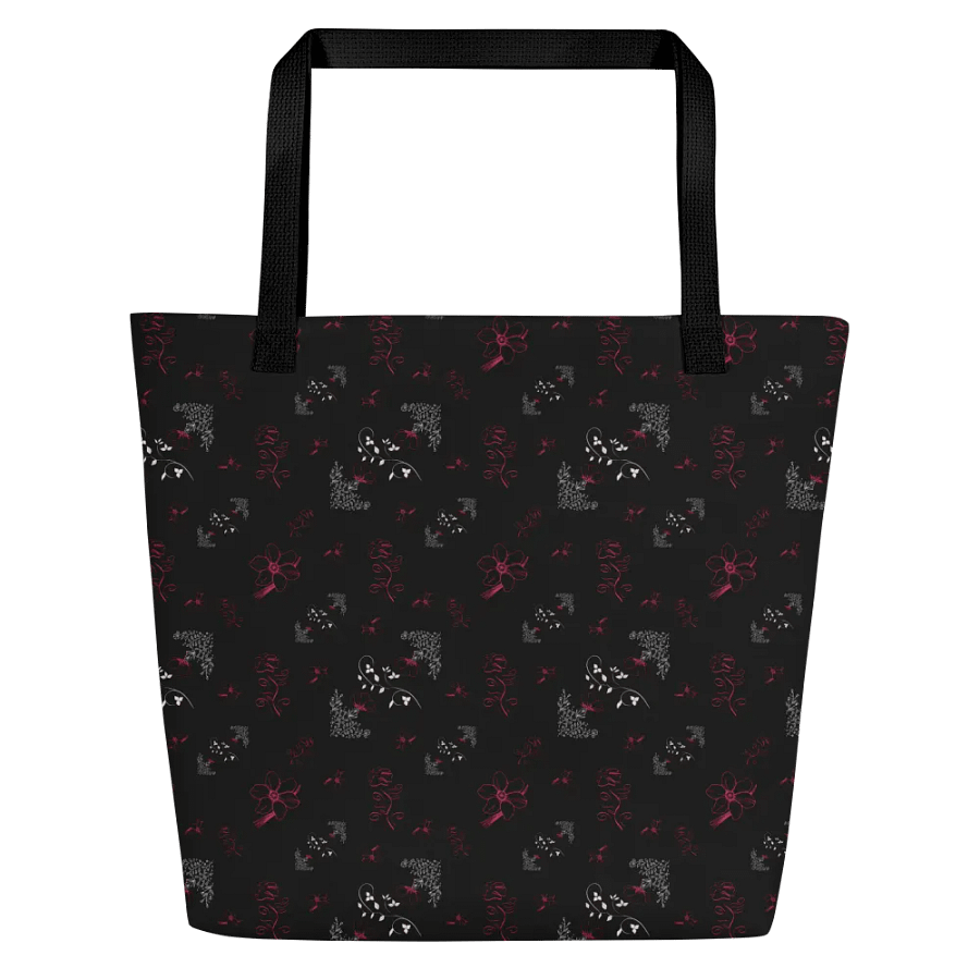 Magenta & White Flowers on Black Tote Bag product image (2)