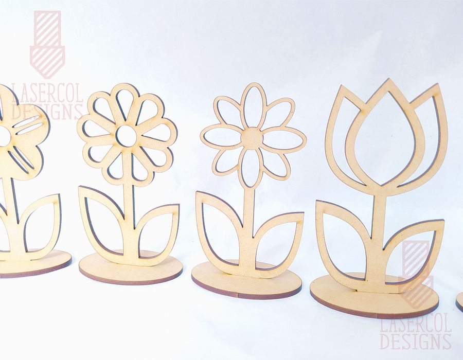 Flowers - Set 3 - (Two Sizes, Five Styles)- Laser Cut Files product image (4)