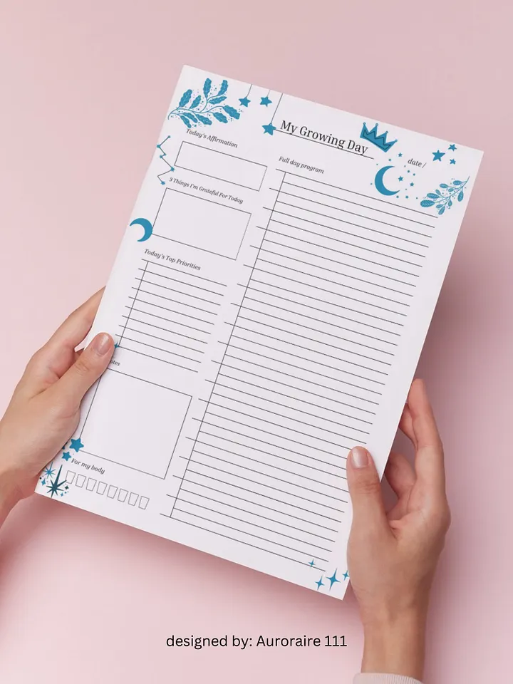 My Growing Day - Printable Daily Planner | Digital Planner Page Download | Multiple Sizes Included product image (1)