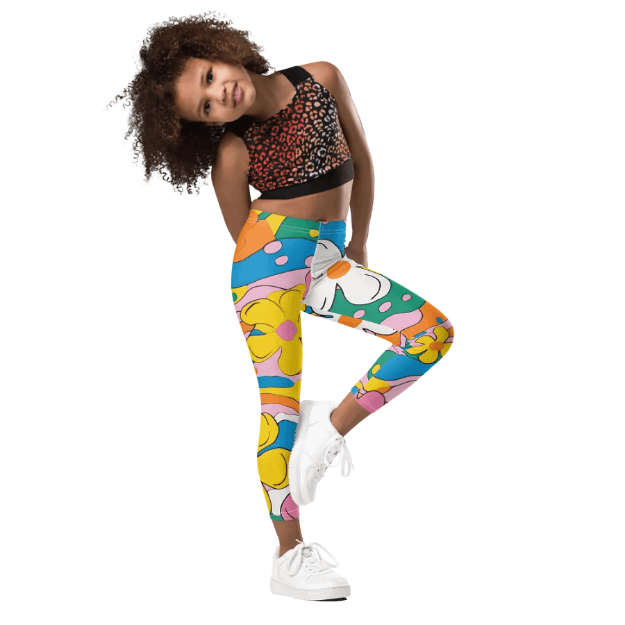 Retro Floral All-Over Print Girl's Leggings product image (5)