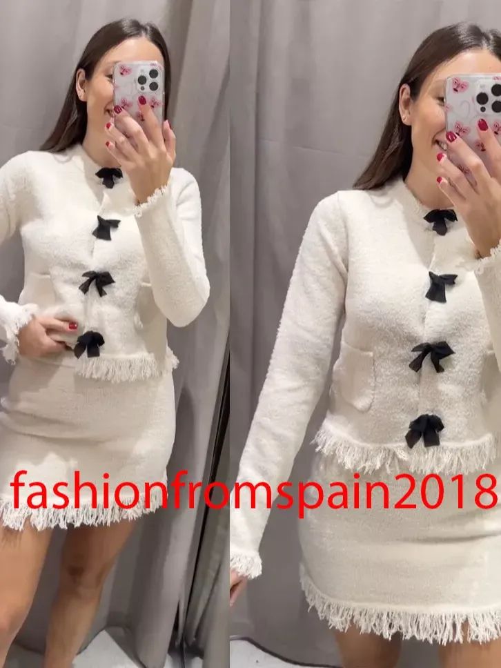 ZARA NEW WOMAN FRAYED KNIT CARDIGAN WITH BOWS ECRU S-XL 9598/139 product image (4)