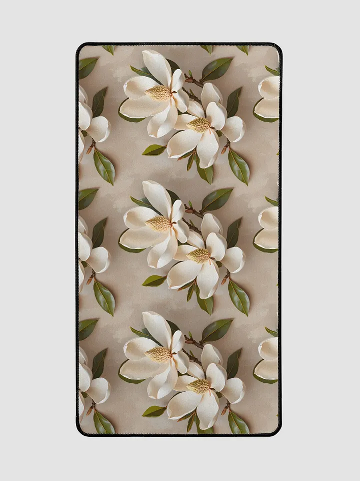 Desk Mat (31.5x15.5 inches) - Magnolia Pattern on a Painted Beige Background product image (2)