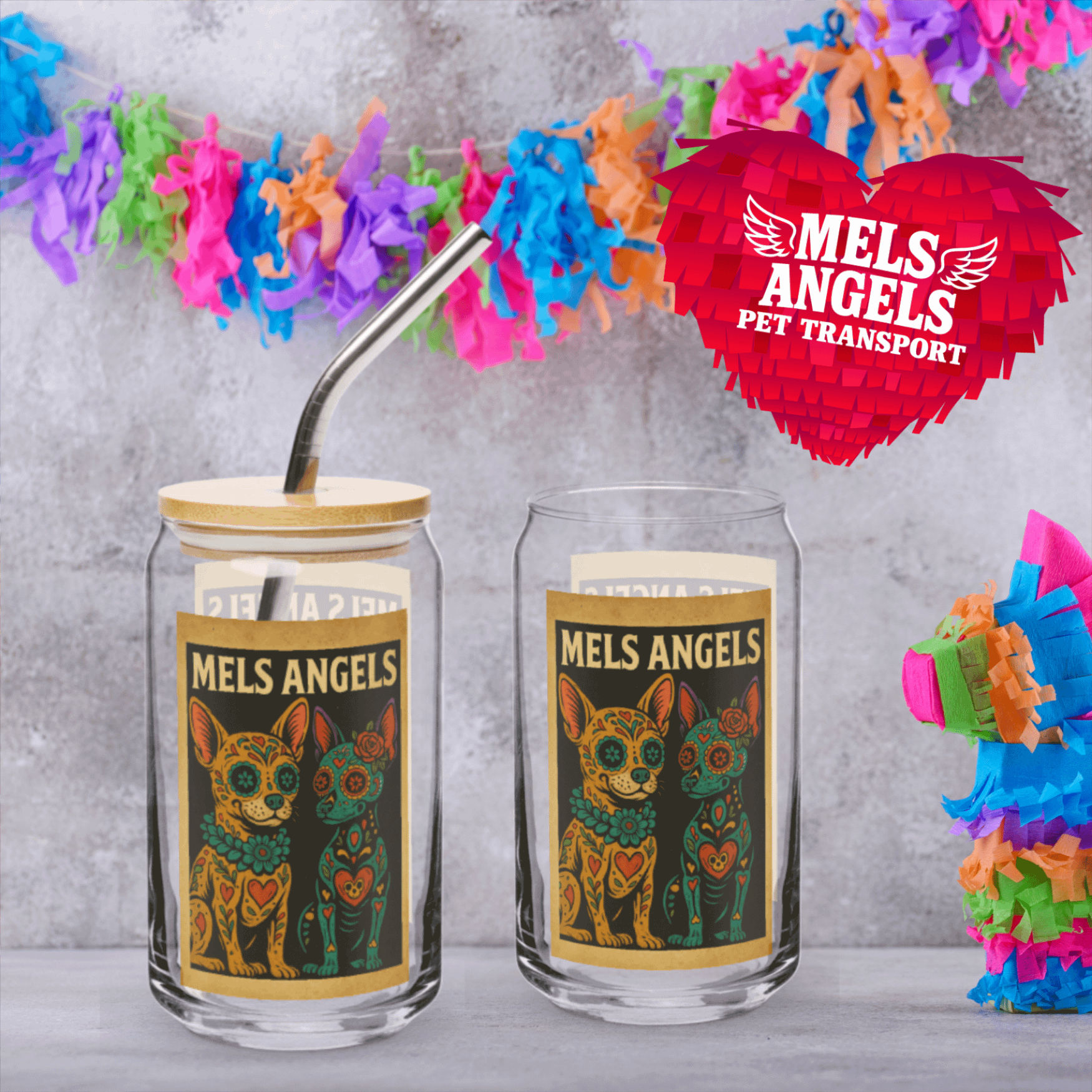 Mel’s Angels Can-Shaped Glass – Sugar Skull Chihuahuas Edition product image (2)