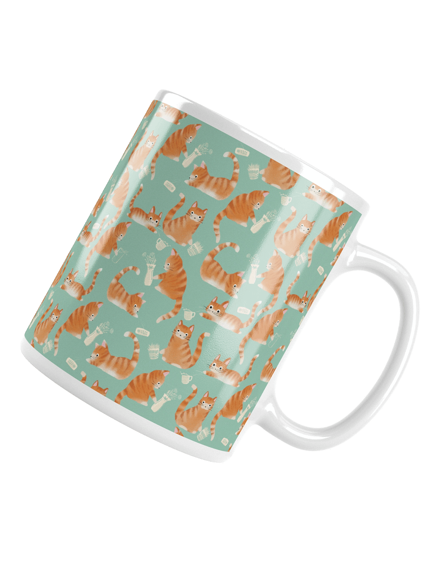 Bad Orange Tabby Cats Knocking Stuff Over Mug, Green product image (11)