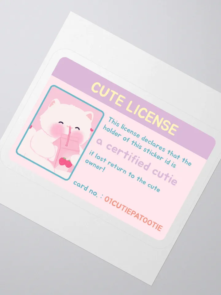 Cutie License White Cat Vinyl Sticker product image (2)