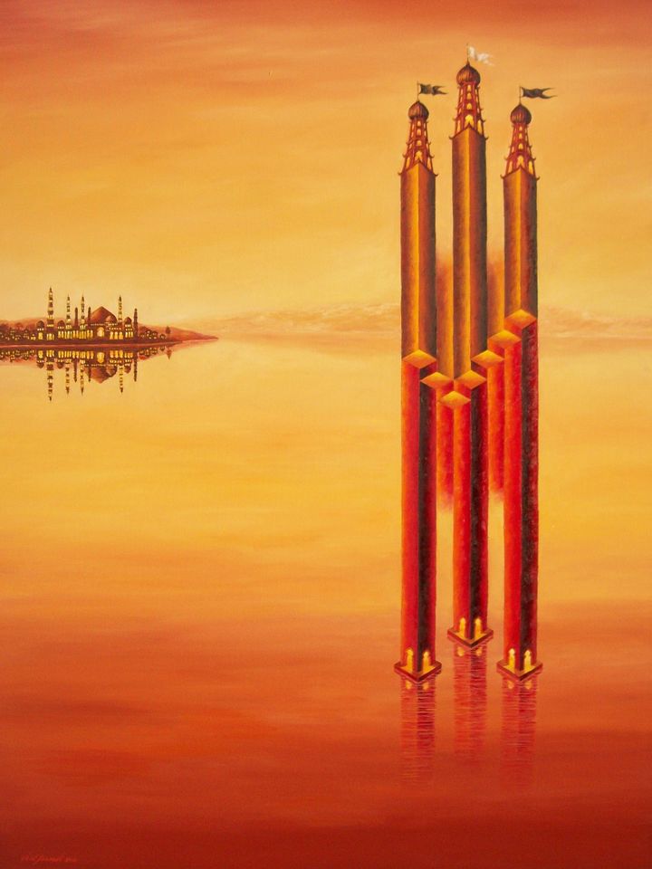 "3 Towers 7 Stairs" Painting by Deni Je product image (1)