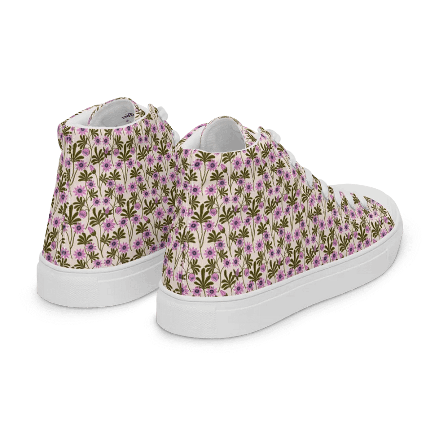 Passion Blooms - Pink and Green - Women High Top Canvas Shoes product image (7)