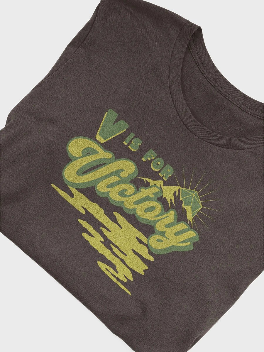 Retro D20 Sunrise Board Game Shirt, V is for Victory T-shirt, on Brown product image (7)