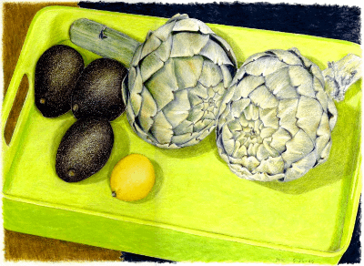 artichokes, avocados & lemon 2005 print product image (1)