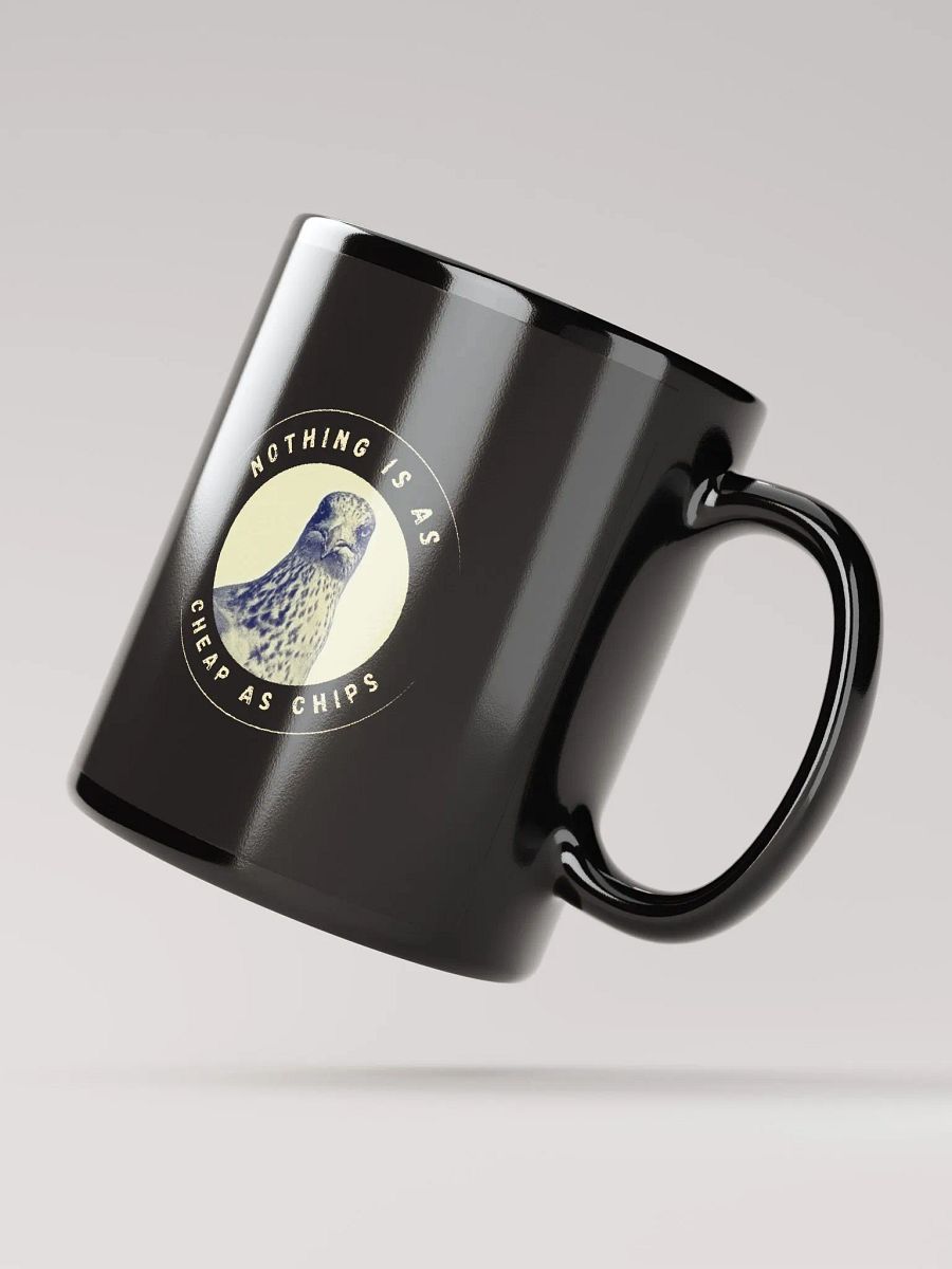 Gavin the Gull - Nothing is as Cheap as Chips Black Glossy Mug product image (4)