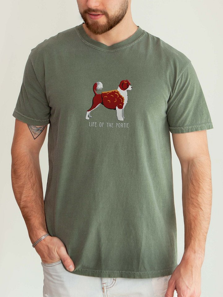 Life of the Portie T-Shirt(Embroidered) of a Portuguese Water Dog(Chocolate & White) product image (2)