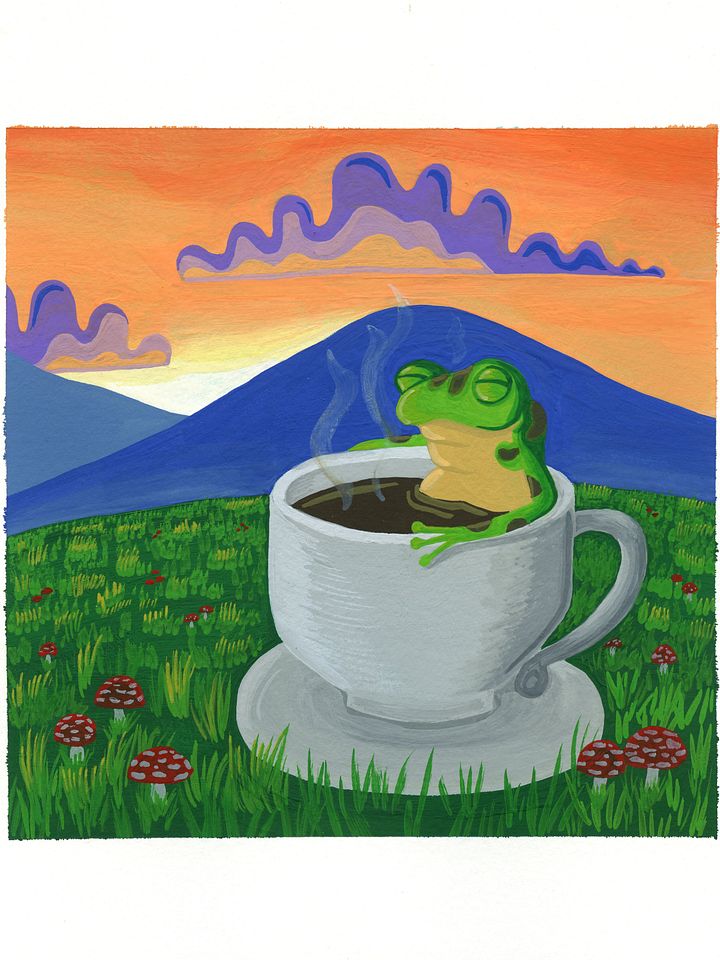 Frog Bliss - Gouache Painting product image (1)