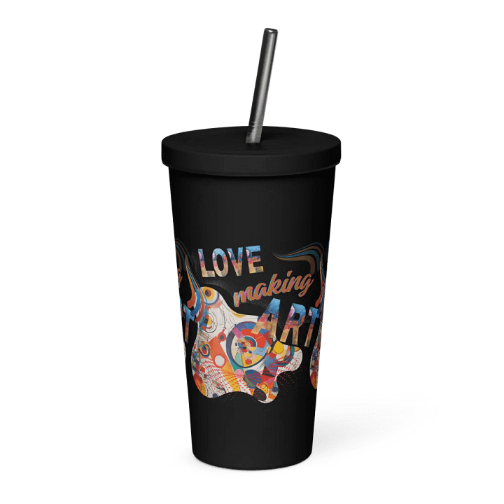 Insulated  tumbler Kadinsky inspired colorful design for the artist. 'Love making art'  Perfect gift for mom, dad, son, daughter colleague, friend who loves arty things product image (1)